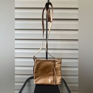 HOBO Leather Crossbody Bag Gray/Taupe Zip Top